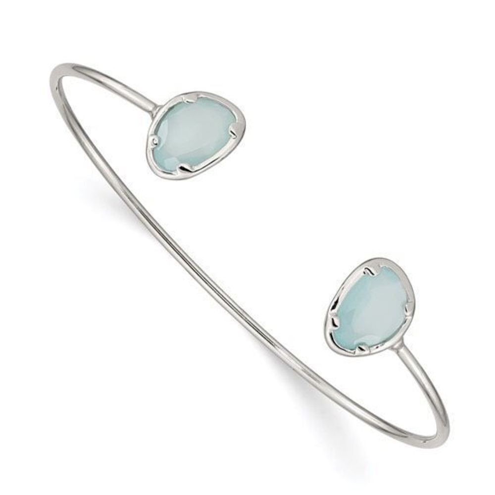Sterling Silver Blue Chalcedony Bangle